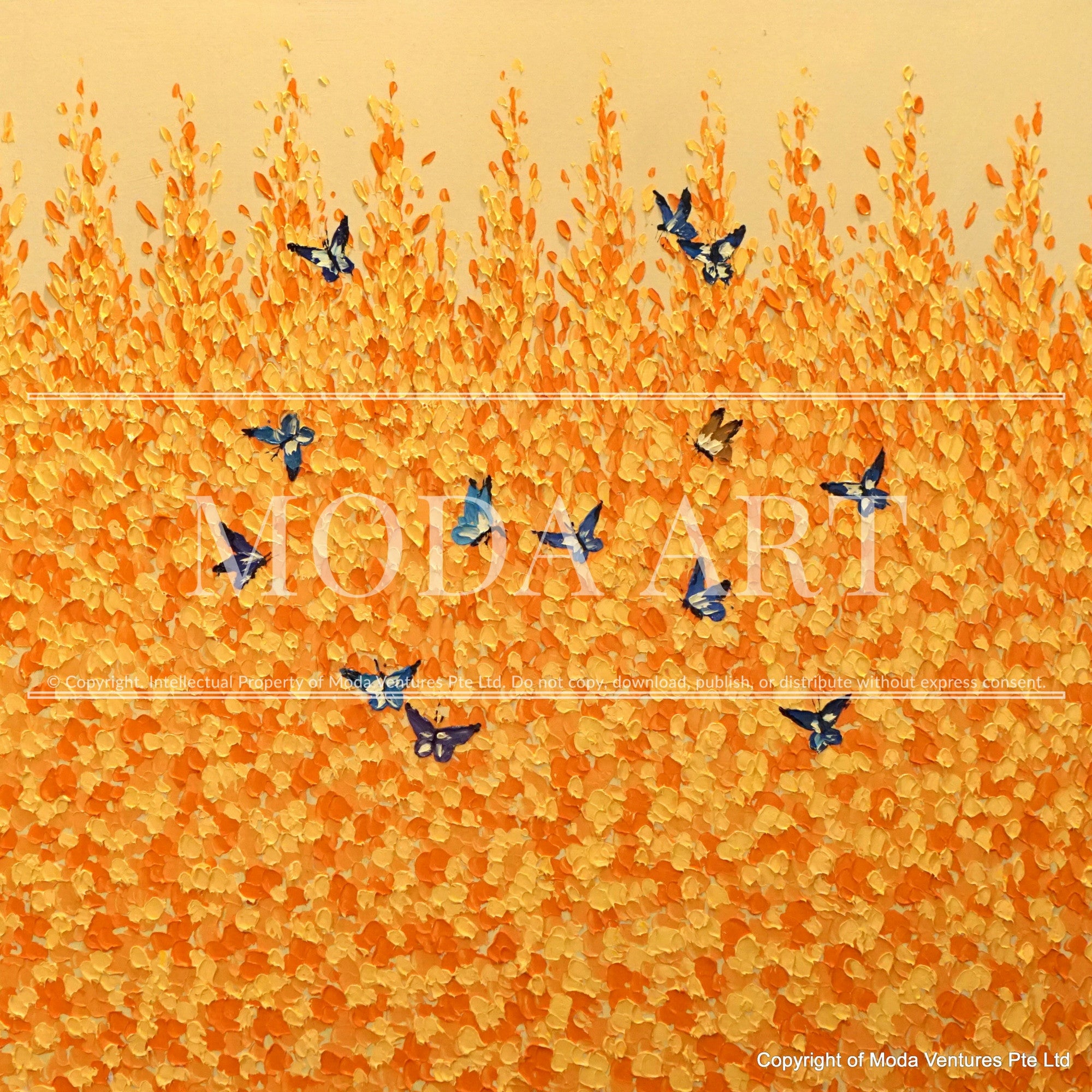 Butterflies Among Flowers (Orange)