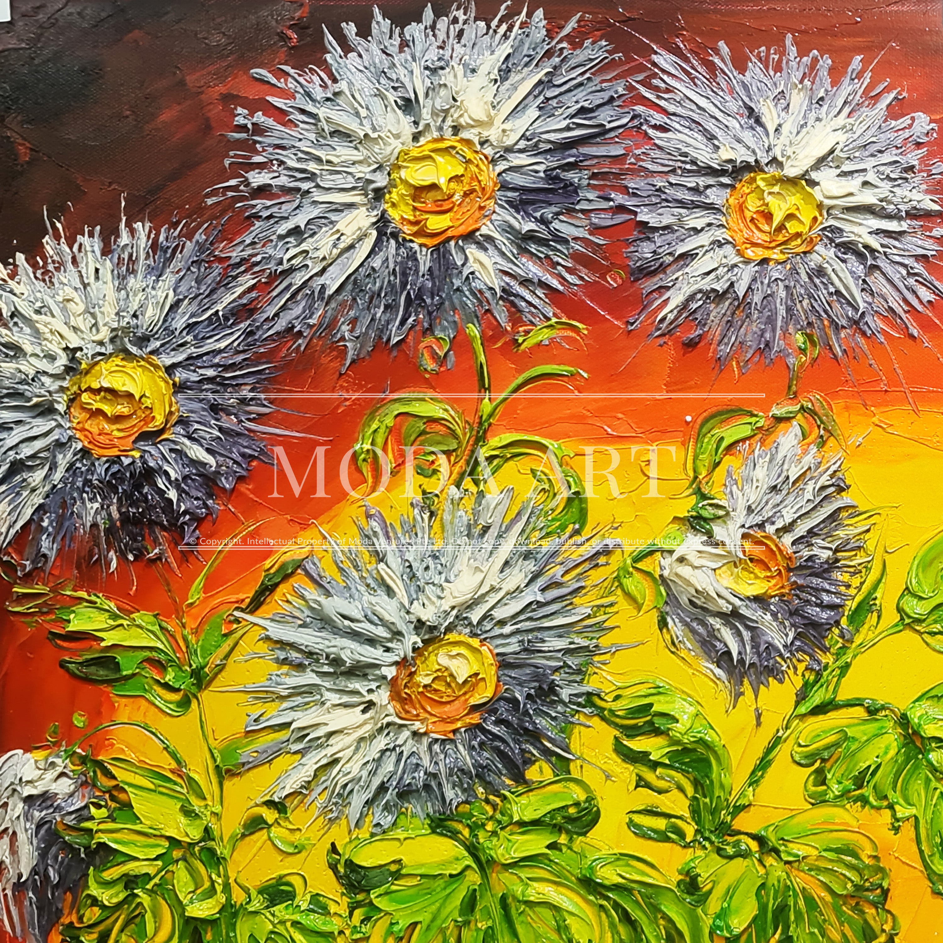 Flowers Against Fiery Sky