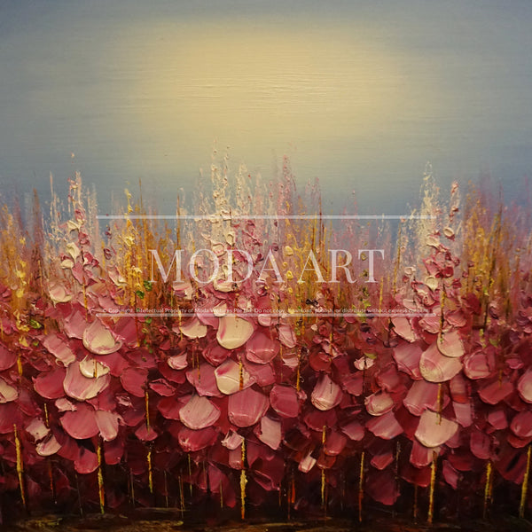 Pink Petunias In Field Of Wheat